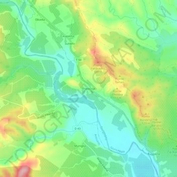Mappa topografica Frassiccia, altitudine, rilievo