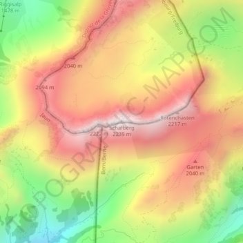 Mappa topografica Schafberg, altitudine, rilievo