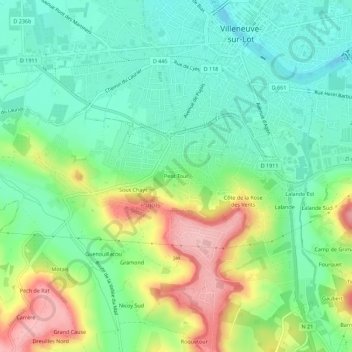 Mappa topografica Petit Tour, altitudine, rilievo