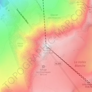 Mappa topografica Terrasse Chamonix, altitudine, rilievo