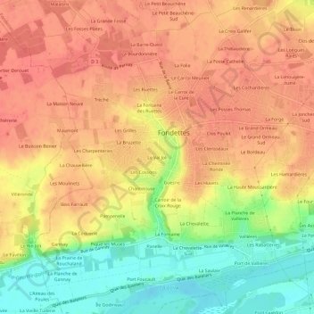 Mappa topografica Le Val Joli, altitudine, rilievo