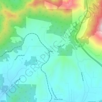 Mappa topografica Hugo, altitudine, rilievo