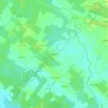 Mappa topografica La Cabane, altitudine, rilievo