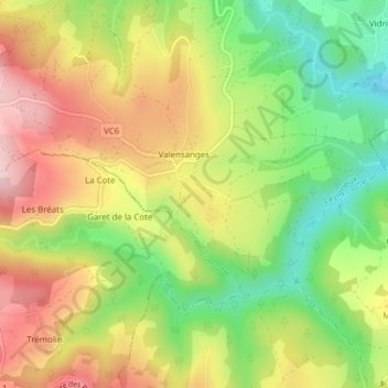 Mappa topografica Nuzin, altitudine, rilievo