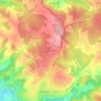 Mappa topografica La Maladrerie, altitudine, rilievo