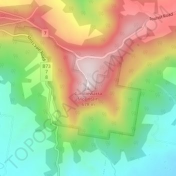 Mappa topografica Cambewarra Mountain, altitudine, rilievo