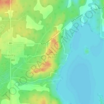 Mappa topografica Montagne des Pins, altitudine, rilievo
