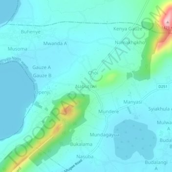 Mappa topografica Nabutswi, altitudine, rilievo