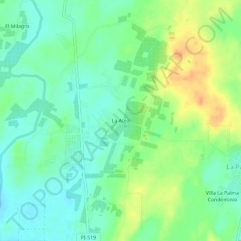 Mappa topografica La Atea, altitudine, rilievo