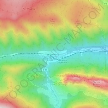 Mappa topografica Lavagnac, altitudine, rilievo