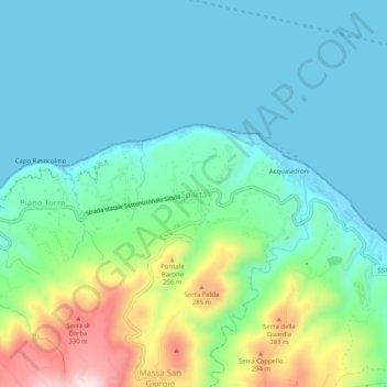Mappa topografica Spartà, altitudine, rilievo
