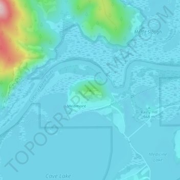 Mappa topografica Medicine Mountain, altitudine, rilievo