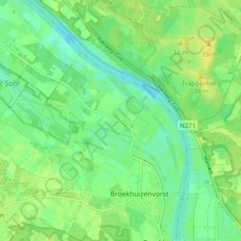 Mappa topografica Ooijen, altitudine, rilievo