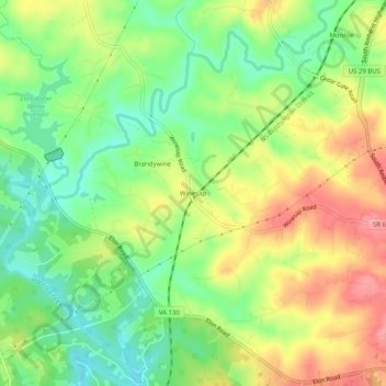 Mappa topografica Winesap, altitudine, rilievo