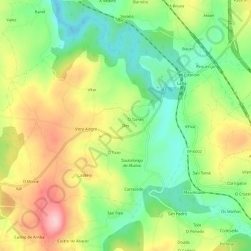 Mappa topografica Des, altitudine, rilievo