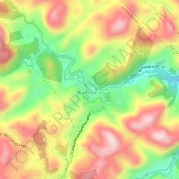 Mappa topografica Riograndina, altitudine, rilievo