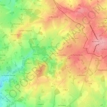 Mappa topografica Le Barraud, altitudine, rilievo