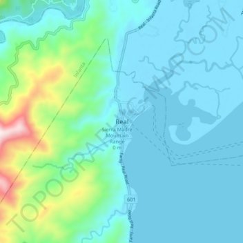 Mappa topografica Real, altitudine, rilievo