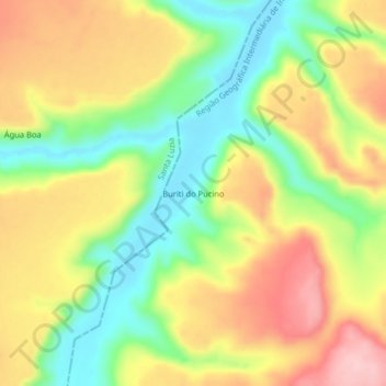 Mappa topografica Buriti do Pucino, altitudine, rilievo