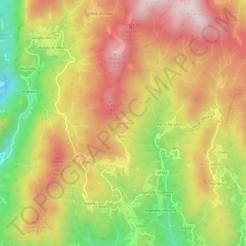Mappa topografica Castagneia, altitudine, rilievo