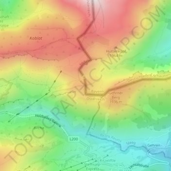 Mappa topografica Haldenwanger Eck, altitudine, rilievo