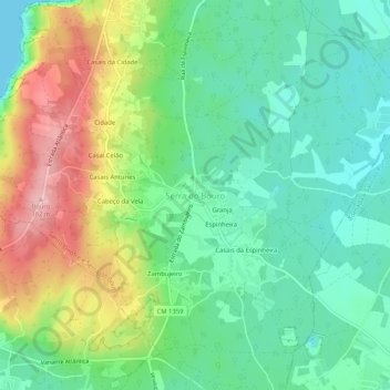 Mappa topografica Serra do Bouro, altitudine, rilievo