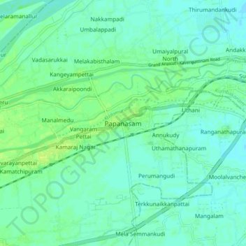 Mappa topografica Papanasam, altitudine, rilievo