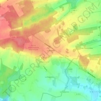 Mappa topografica La Hictière, altitudine, rilievo