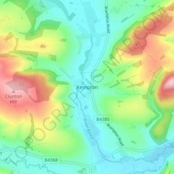 Mappa topografica Kempton, altitudine, rilievo