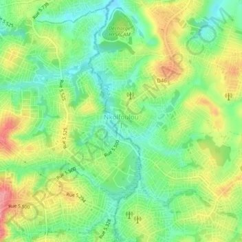 Mappa topografica Nkolfoulou I, altitudine, rilievo