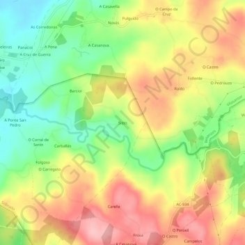 Mappa topografica Sisto, altitudine, rilievo