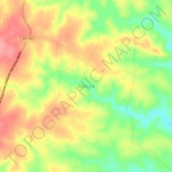 Mappa topografica Oiticica, altitudine, rilievo