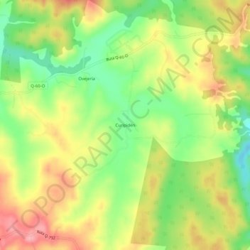 Mappa topografica Curipidén, altitudine, rilievo