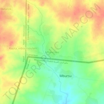 Mappa topografica Mboursou, altitudine, rilievo