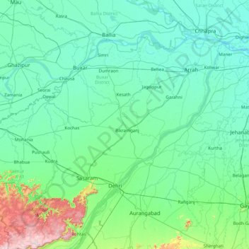 Mappa topografica Bhojpur, altitudine, rilievo