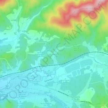 Mappa topografica La Houillère, altitudine, rilievo