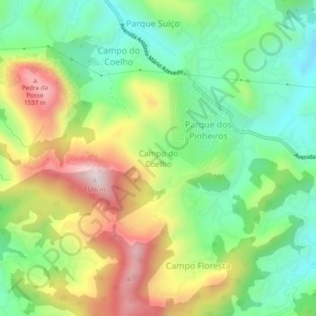 Mappa topografica Campo do Coelho, altitudine, rilievo