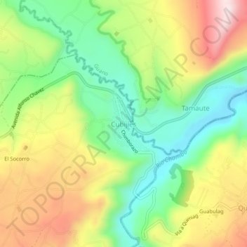 Mappa topografica Cubijíes, altitudine, rilievo