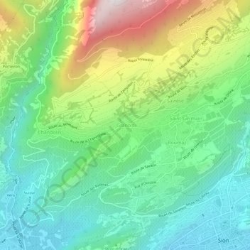 Mappa topografica Granois, altitudine, rilievo