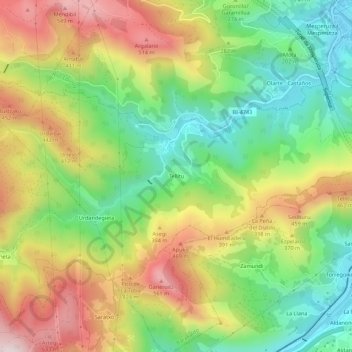 Mappa topografica Tellitu, altitudine, rilievo