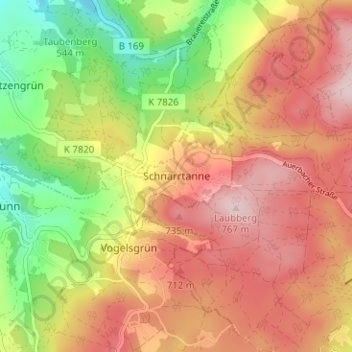 Mappa topografica Schnarrtanne, altitudine, rilievo