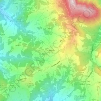 Mappa topografica Caselline, altitudine, rilievo