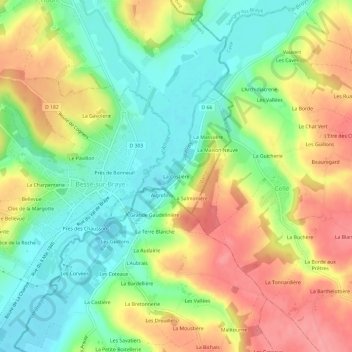 Mappa topografica La Costière, altitudine, rilievo
