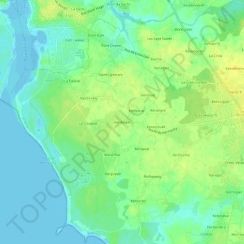 Mappa topografica Kerdelam, altitudine, rilievo
