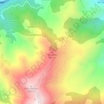 Mappa topografica Sopena, altitudine, rilievo