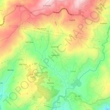 Mappa topografica Gosende, altitudine, rilievo