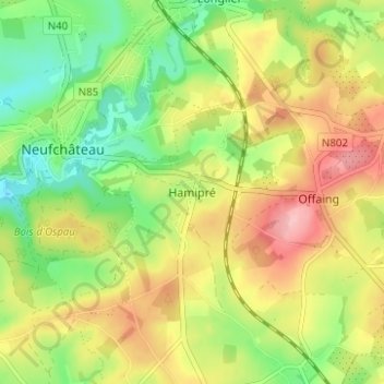Mappa topografica Hamipré, altitudine, rilievo