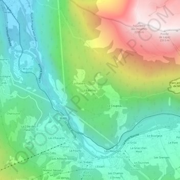 Mappa topografica Le Bettey, altitudine, rilievo