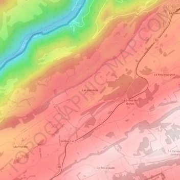 Mappa topografica Les Barrières, altitudine, rilievo