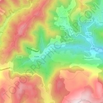 Mappa topografica Le Crouzet, altitudine, rilievo